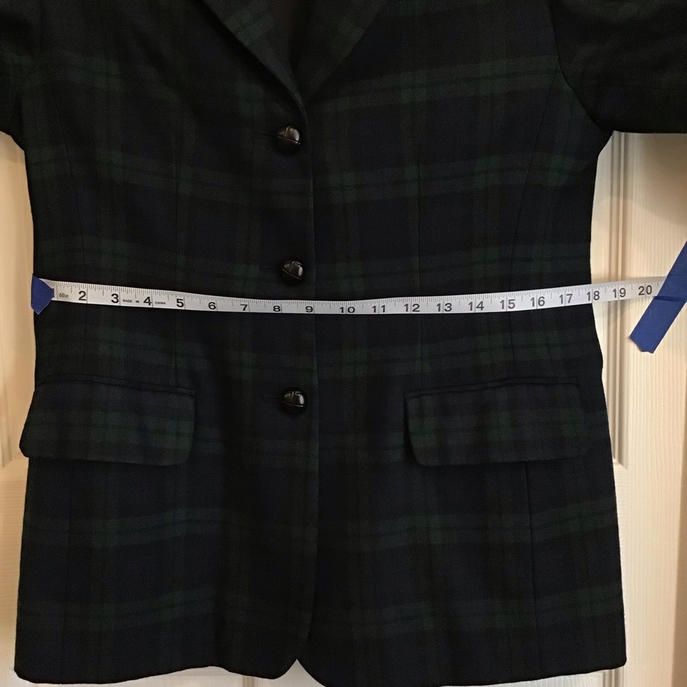 Vintage Talbots Classic Wool Blazer, blue & green plaid Size 10 petite - Picture 9 of 11